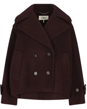 Chloé Double-Breasted Long-Sleeve Jacket - Brown