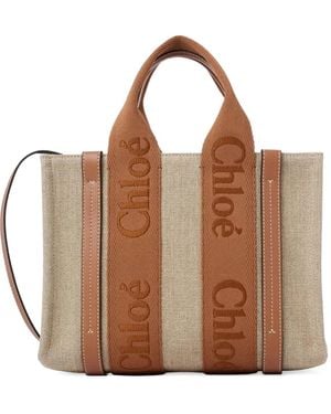 Chloé Woody Logo-strap Tote Bag - Brown