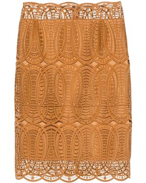 Alberta Ferretti Gonna Midi Traforata - Marrone
