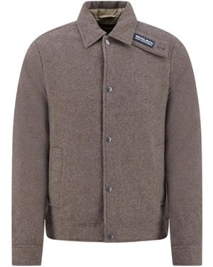 Woolrich Logo-Patch Press-Stud Jacket - Brown