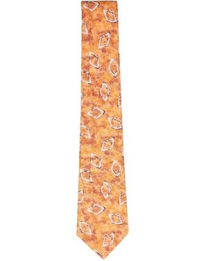 Kiton ジオメトリックパターン シルクネクタイ - ホワイト