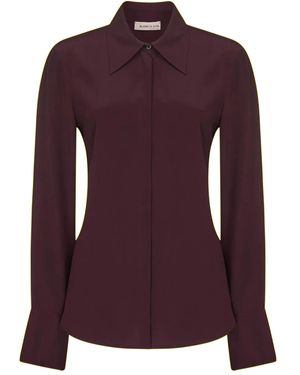 Blanca Vita Buttoned-Cuffs Pointed-Collar Shirt - Purple