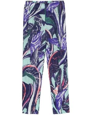 Pleats Please Issey Miyake Pleated Cropped Pants - Blue