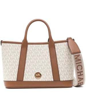 Michael Kors Kleine Luisa Satchel-Tasche Mit Monogramm - Natur