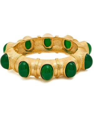 Kenneth Jay Lane Jade-Cabochon Bangle - Green