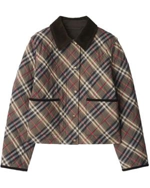 Burberry チェック キルティングジャケット - ブラウン