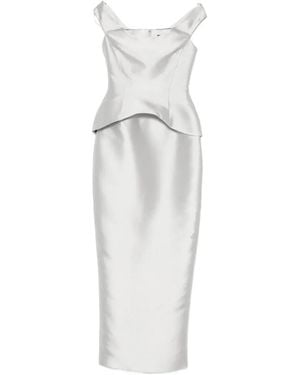 Solace London Pieta Off-Shoulder Peplum-Hem Maxi Dress - White