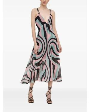 Silvian Heach Geometric-Print Midi Dress - White