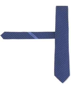 Ferragamo Gancini-Pattern Silk Tie - Blue