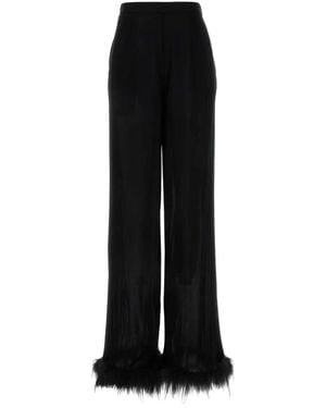 Prada Satin Wide-Leg Trousers - Black