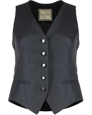 Tagliatore Einreihige Weste mit Streifen - Schwarz