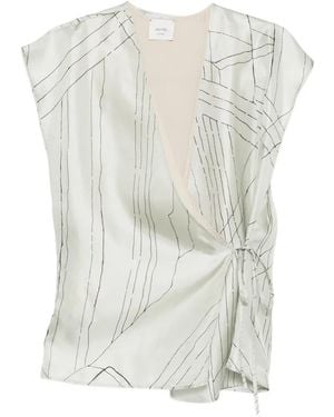 Alysi Graphic-Print Wrap Blouse - White