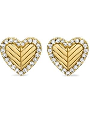 Emporio Armani Crystal-Embellished Heart Earrings - Metallic