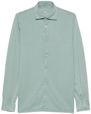 Fedeli Plain Organic-Cotton Shirt - Green