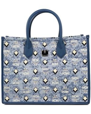 MCM Bolso Shopper Vaquero Aren Munchen - Azul