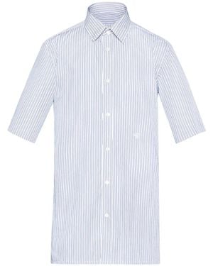 Maison Margiela White And Blue C-embroidery Shirt