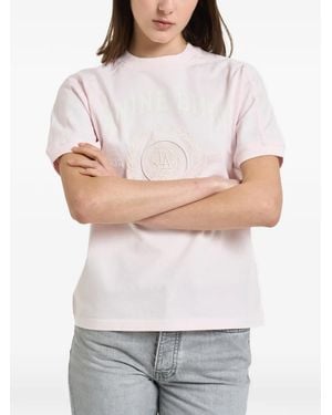 Anine Bing Logo-Print Crest-Embroidered T-Shirt - White