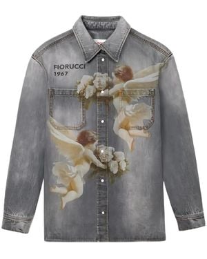 Fiorucci Bouquet Angels Logo-Print Shirt - Gray