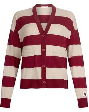 Liu Jo Striped Patch-Embellished Cardigan - Red