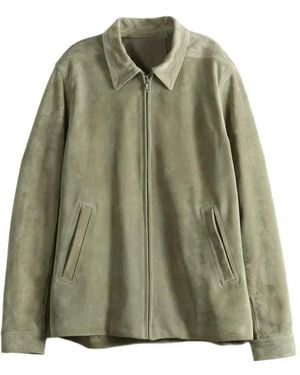 Rick Owens Suede Zip-Up Jacket - Green