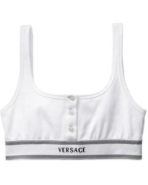 Versace Ribbed Cotton-Jersey Bralette - White