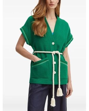 La Petite Francaise Verdict Rope-Belt V-Neck Cardigan - Green