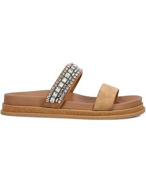 Jimmy Choo Crystal-embellished flat sandals - Weiß