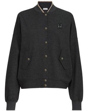Brunello Cucinelli Veste Bomber À Patch Logo - Black