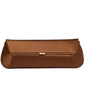 AMINA MUADDI Satin gold-tone clasp clutch bag - Braun