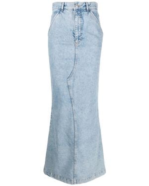 Moschino Long Washed-Denim Skirt - Blue
