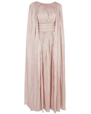 Baruni Basima Cape-Sleeves Slit Maxi Dress - Pink