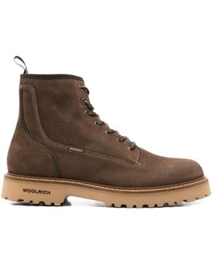 Woolrich 40mm lace-up leather boots - Marrón