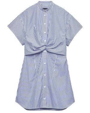 Rag & Bone Gretchen Stripe Twist-Front Dress - Blue