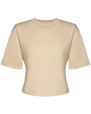 Nineminutes Padded-Shoulder T-Shirt - Natural