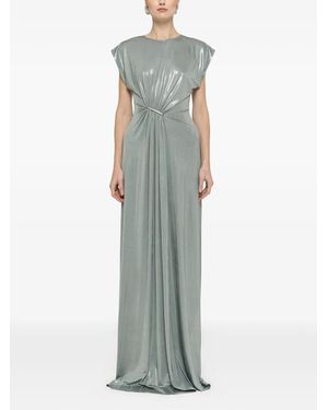 Nissa Ruched Metallic Stretch-Jersey Maxi Dress - Green