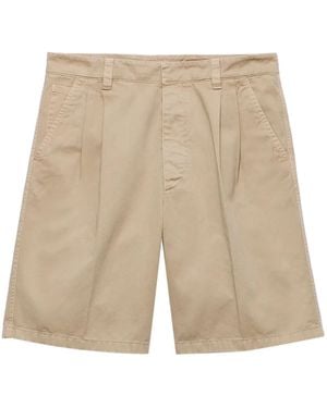 Prada Bermuda En Coton - Neutre