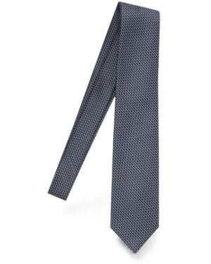 Tom Ford Geometric-Pattern Silk Tie - Blue