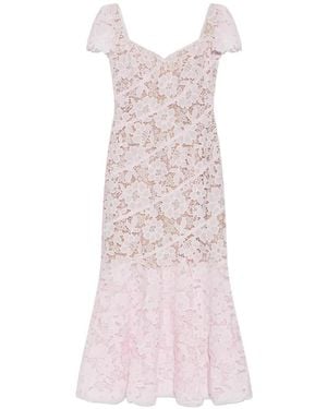 Self-Portrait Vestido Midi Con Encaje Floral - Rosa