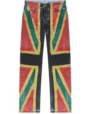 DENIM TEARS Union Jack Straight-Leg Jeans - Red