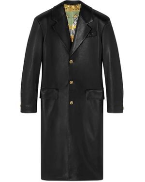 Versace Leather-Button Coat - Black