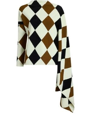 Proenza Schouler Vanne Argyle-Pattern Top - Black