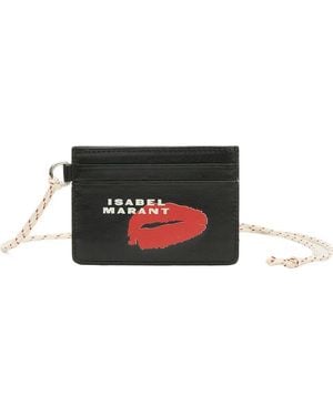Isabel Marant Logo-Detail Leather Card Holder - White