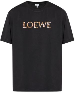 Loewe Logo-Embroidered T-Shirt - Black
