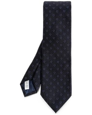 Ferragamo Gancini Silk Jacquard Tie - Blue
