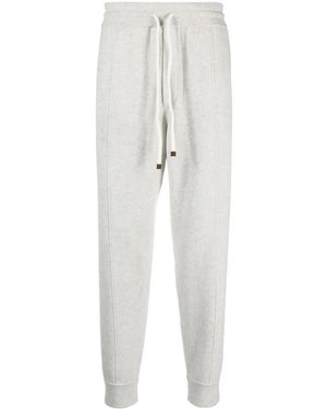 Brunello Cucinelli Tapered-Fit Drawstring-Waistband Track Trousers - White