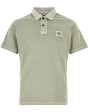 Stone Island Logo-Patch Cotton Polo Shirt - Green