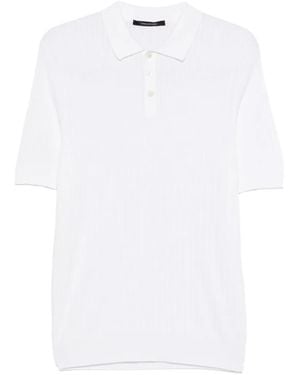 Tagliatore Polo Shirt With Cable Knit - White