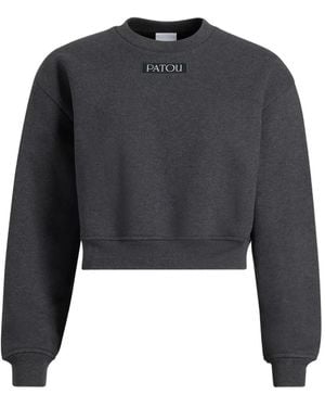 Patou Logo-Appliqué Fleece Sweatshirt - Black