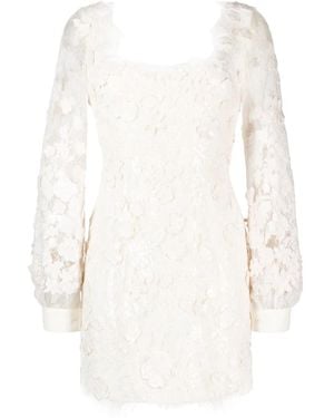 Elie Saab Floral Lace-Embellished Minidress - White