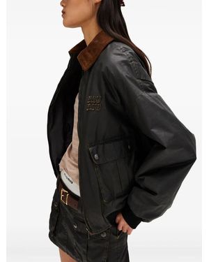 Miu Miu ベルベット ボンバージャケット グレー | Lyst